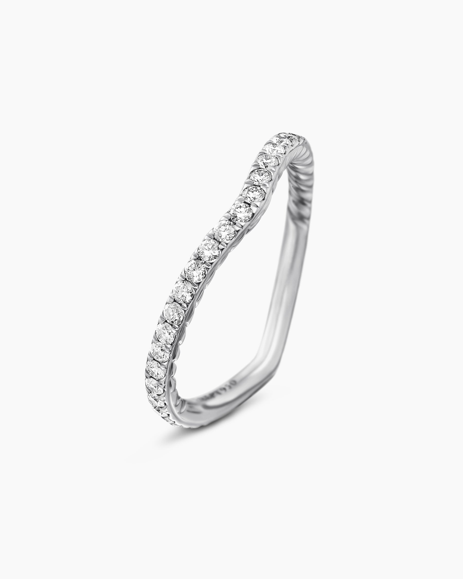 DY Crossover Nesting Band Ring in Platinum with Pavé Diamonds, 1.9mm - Image 3