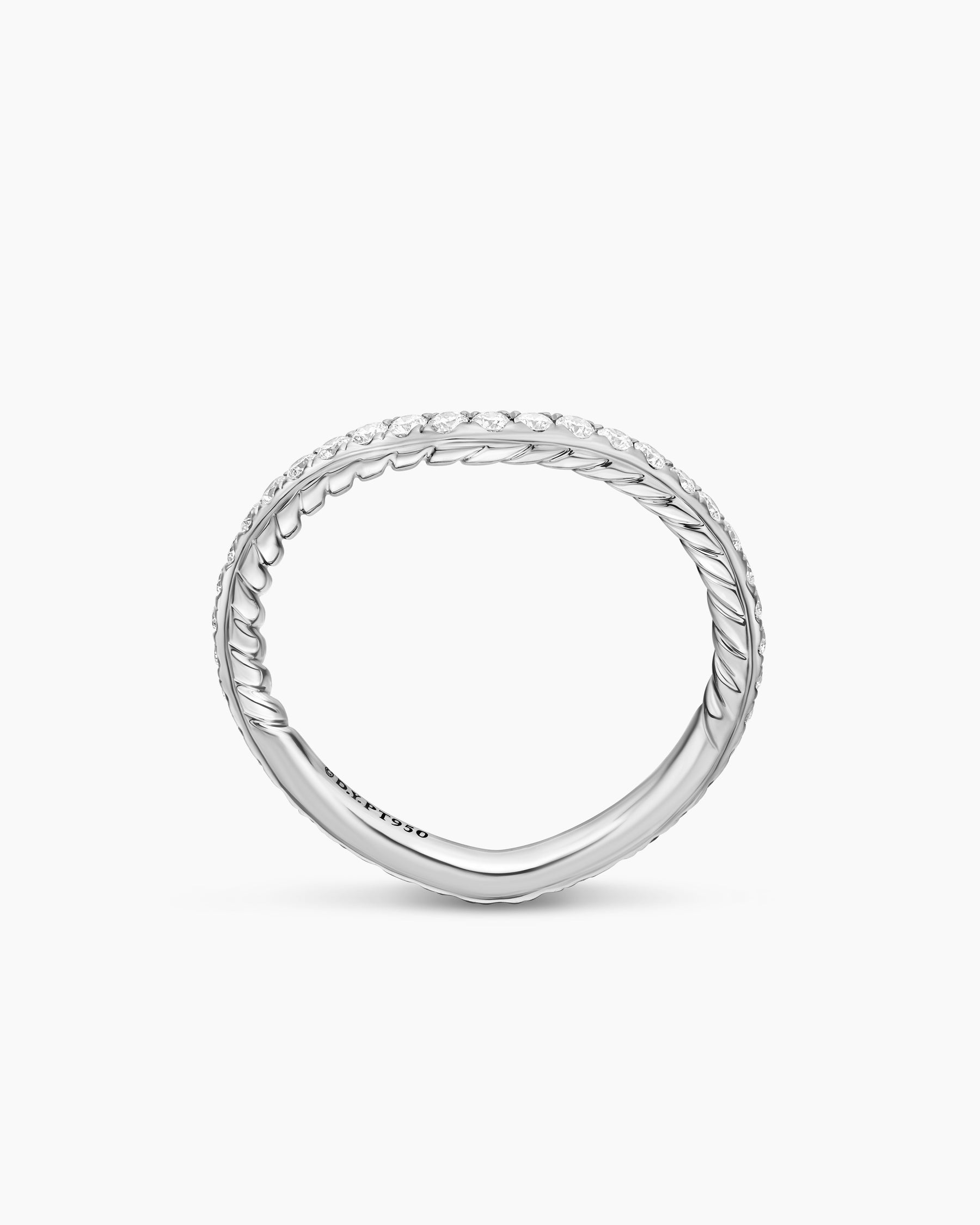 DY Crossover Nesting Band Ring in Platinum with Pavé Diamonds, 1.9mm - Image 5