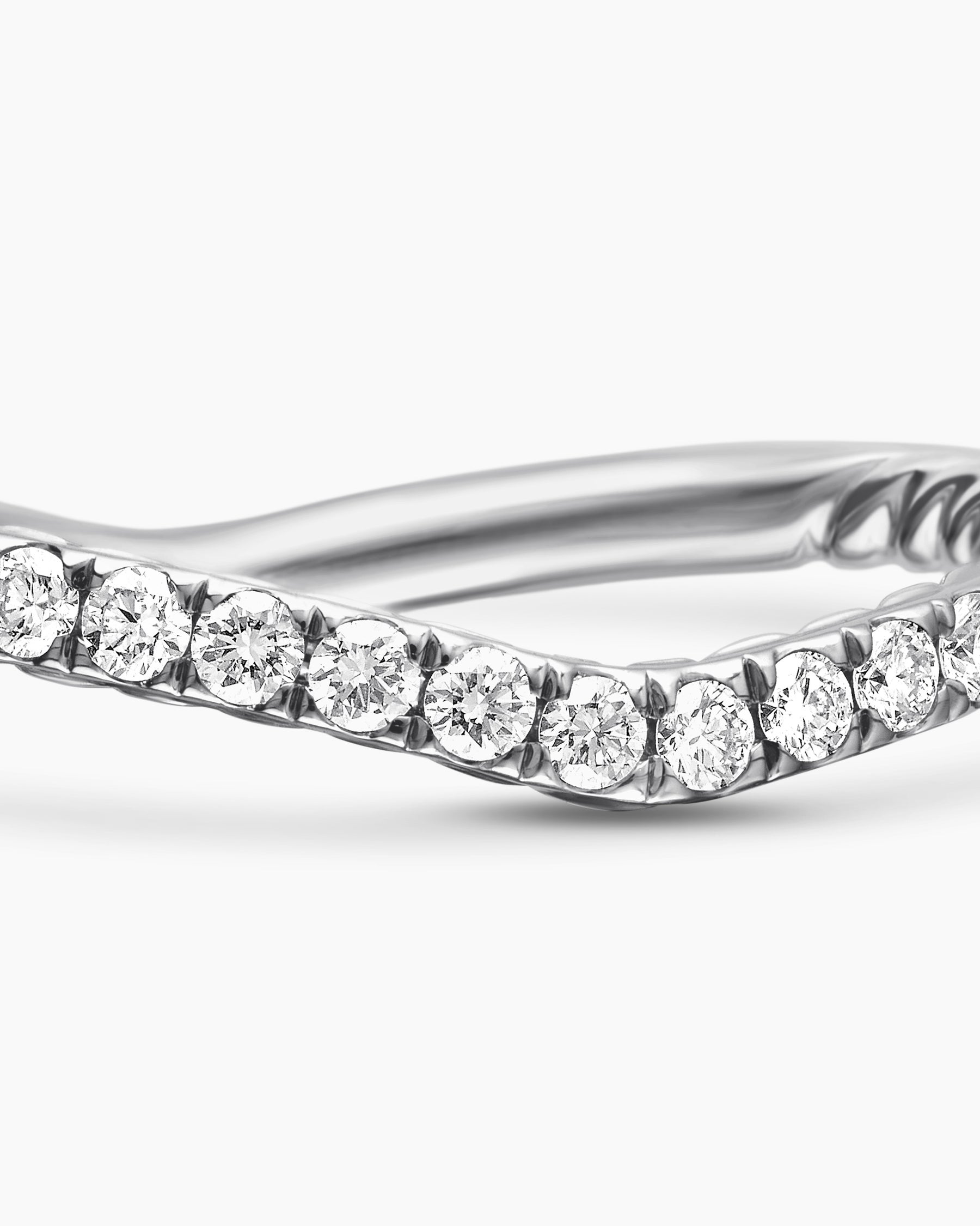 DY Crossover Nesting Band Ring in Platinum with Pavé Diamonds, 1.9mm - Image 7