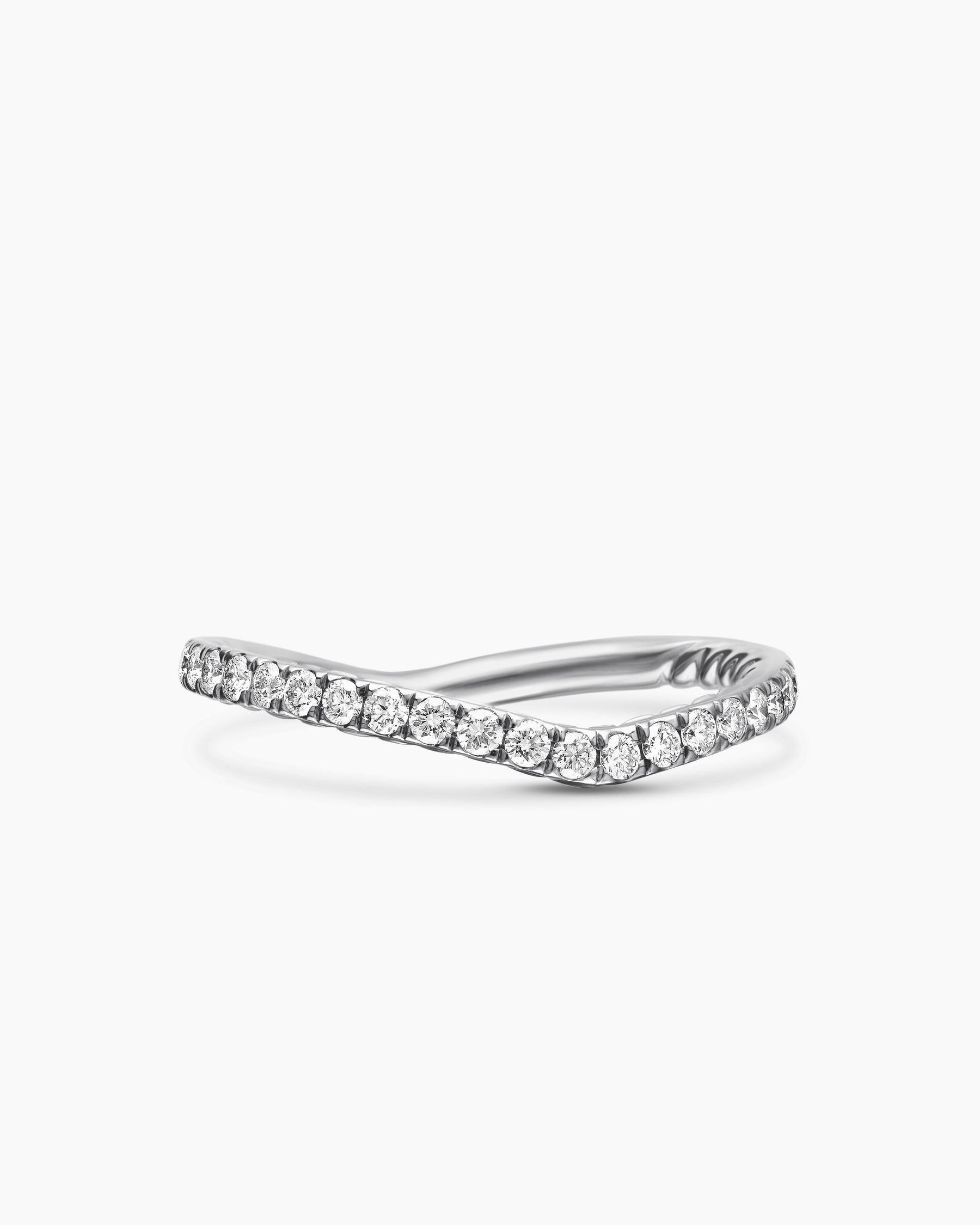 DY Crossover Nesting Band Ring in Platinum with Pavé Diamonds, 1.9mm
