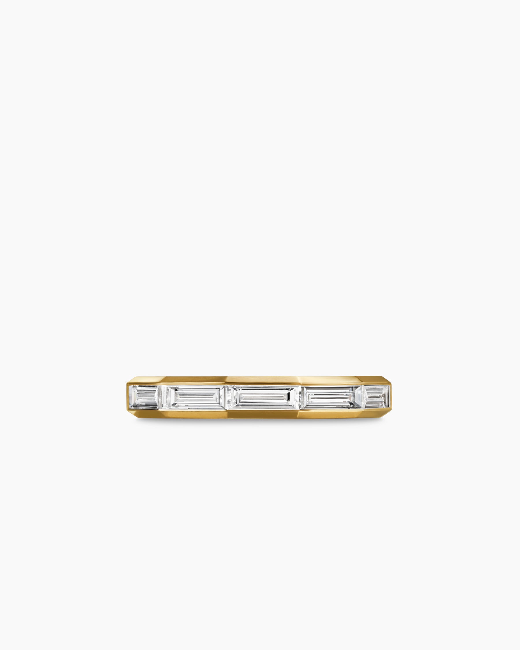 DY Delaunay Band Ring in 18K Yellow Gold with Baguette Diamonds, 3.2mm - Image 4