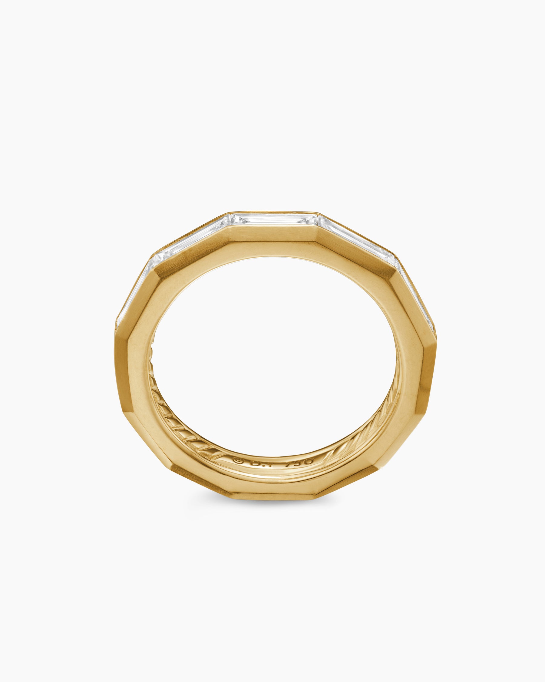DY Delaunay Band Ring in 18K Yellow Gold with Baguette Diamonds, 3.2mm - Image 5