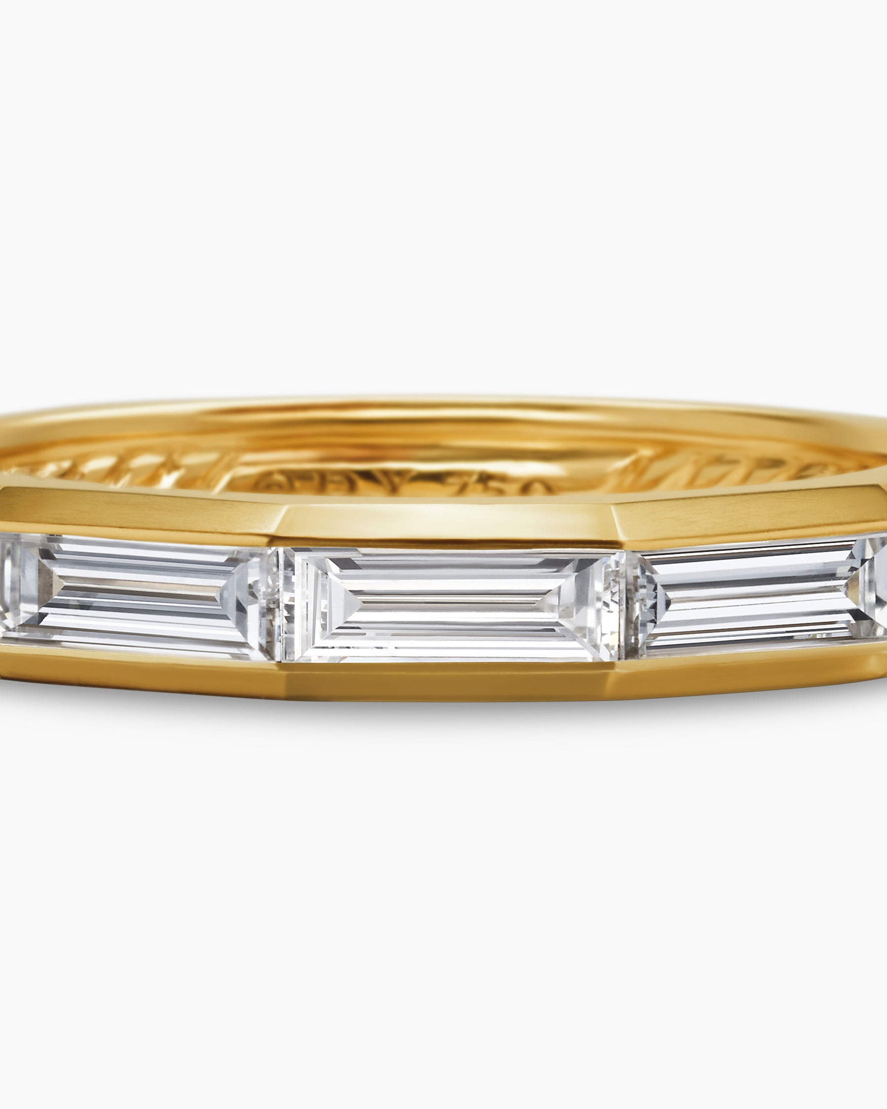 DY Delaunay Band Ring in 18K Yellow Gold with Baguette Diamonds, 3.2mm - Image 7