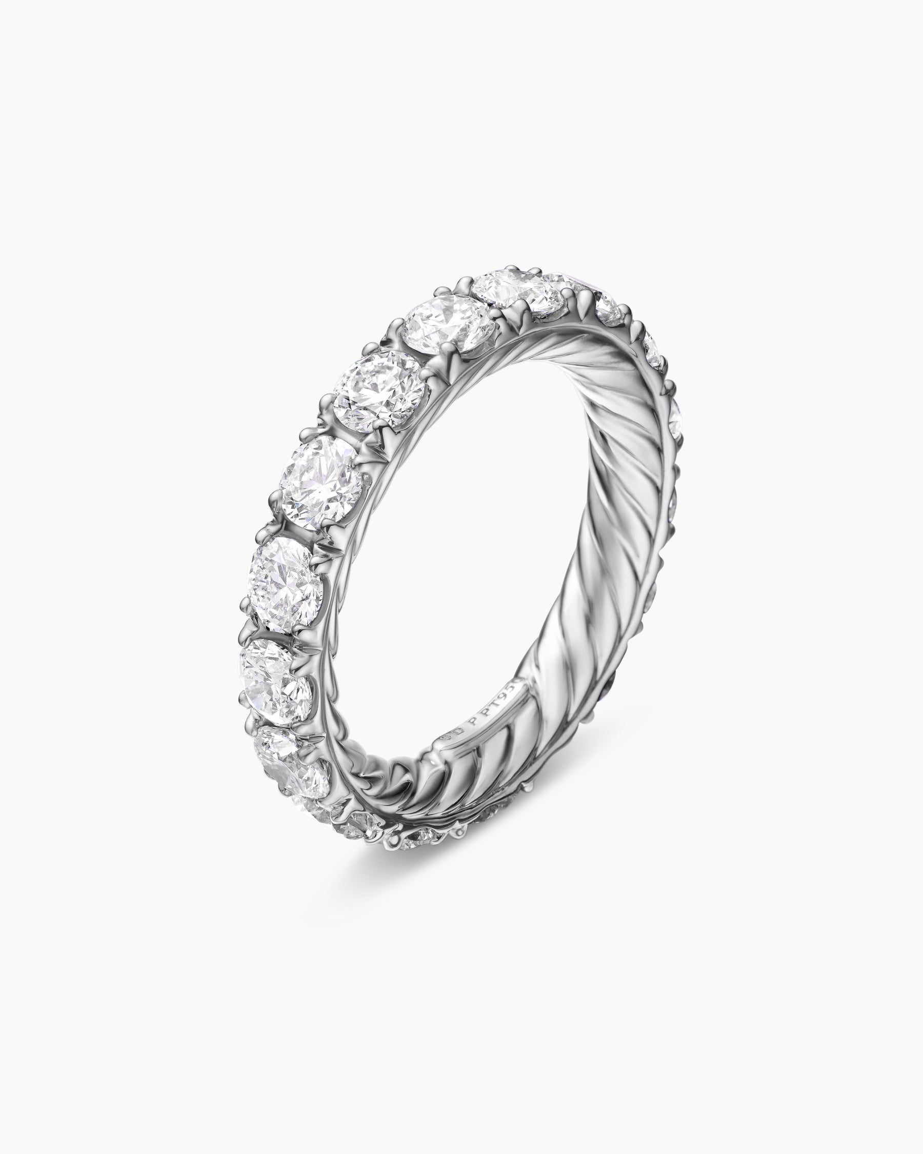 Alternative view of DY Eden Eternity Band Ring in Platinum with Diamonds, 3.9mm