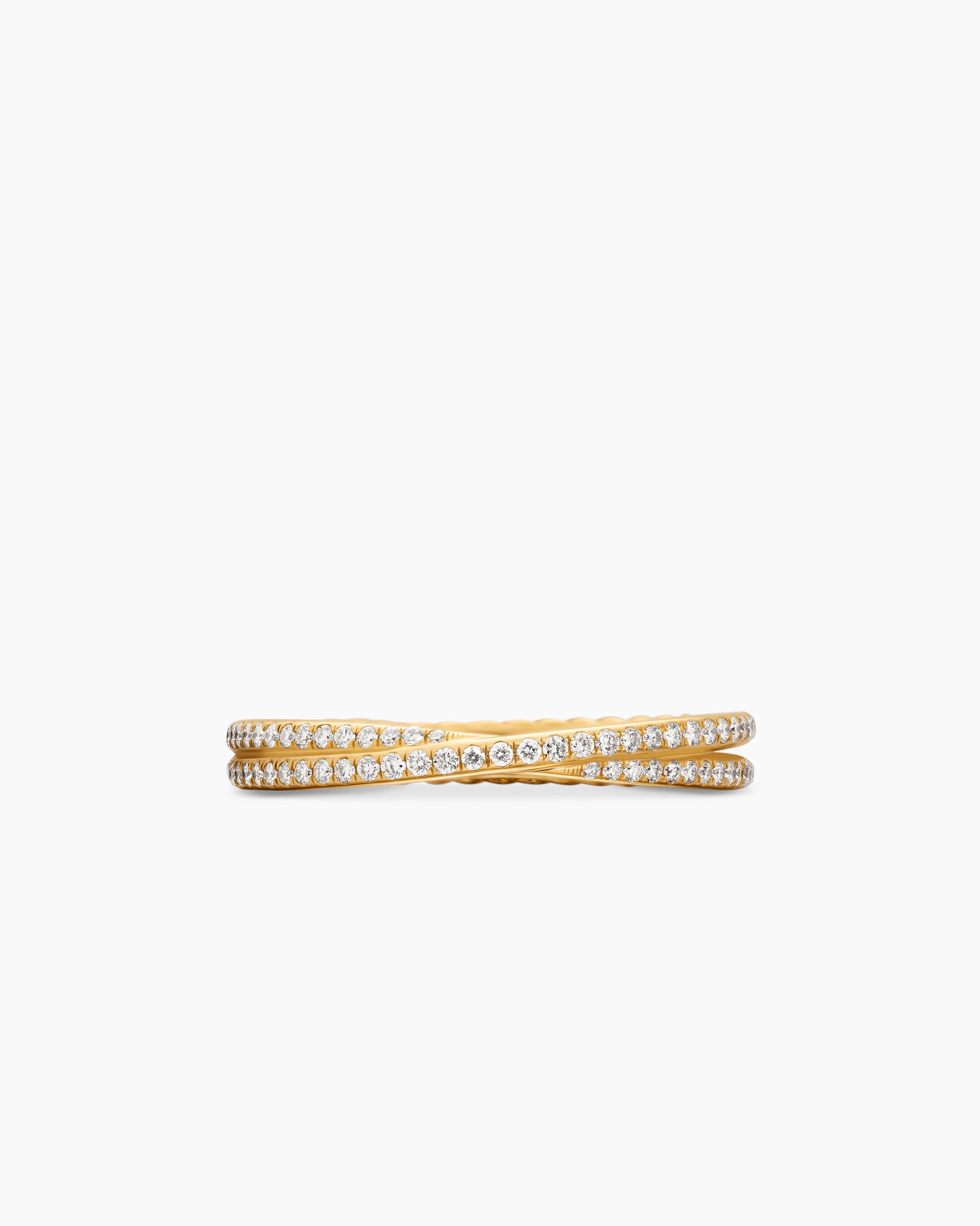 DY Crossover Micro Pavé Band Ring in 18K Yellow Gold with Pavé Diamonds, 3.14mm - Image 4