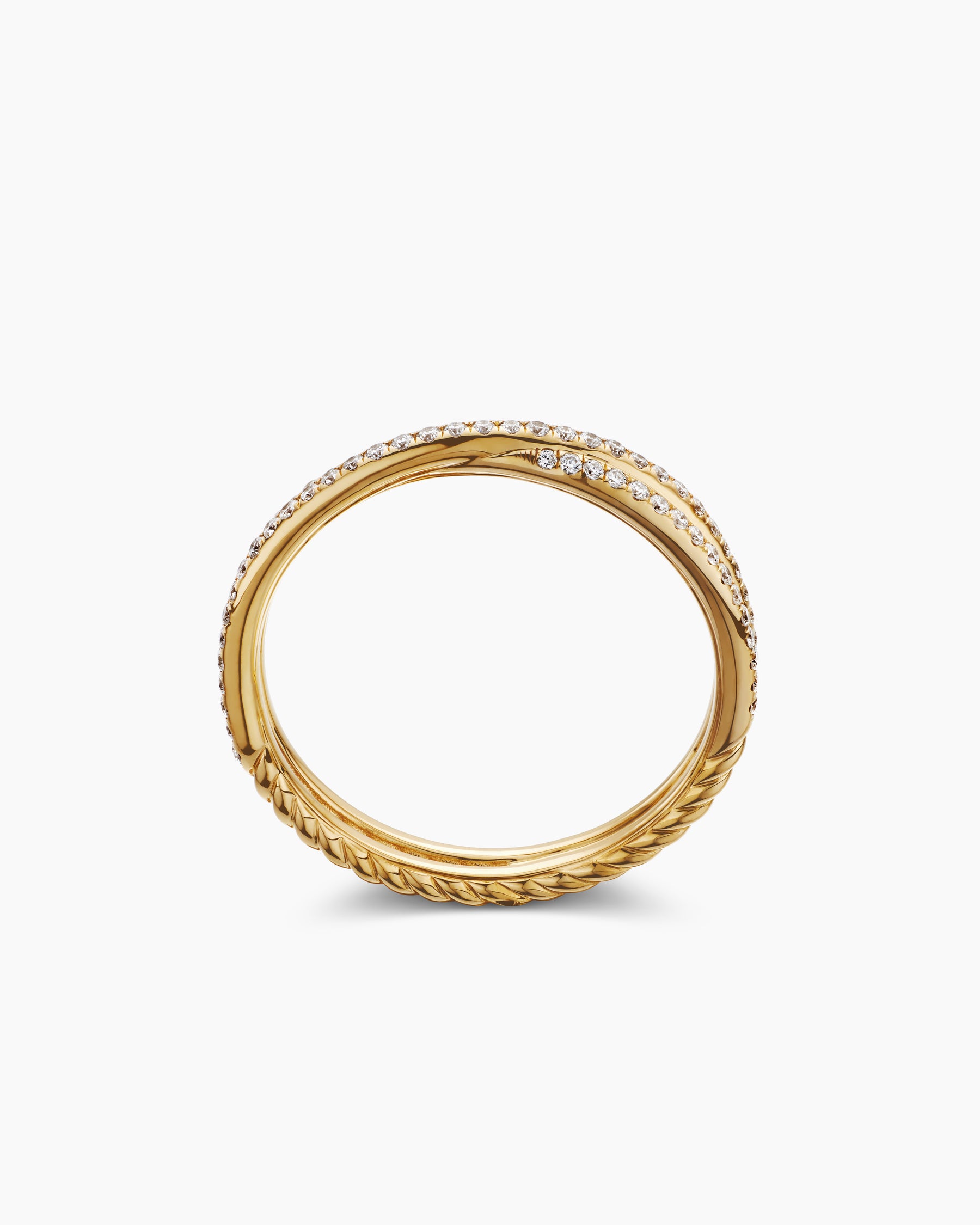 DY Crossover Micro Pavé Band Ring in 18K Yellow Gold with Pavé Diamonds, 3.14mm - Image 5