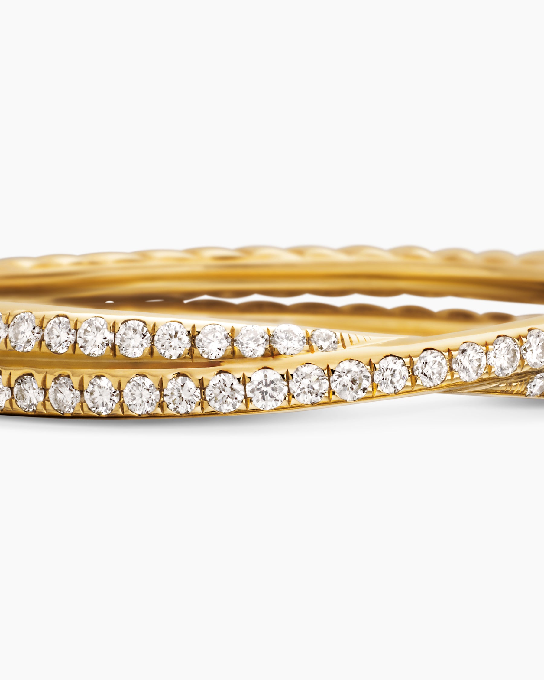 DY Crossover Micro Pavé Band Ring in 18K Yellow Gold with Pavé Diamonds, 3.14mm - Image 7
