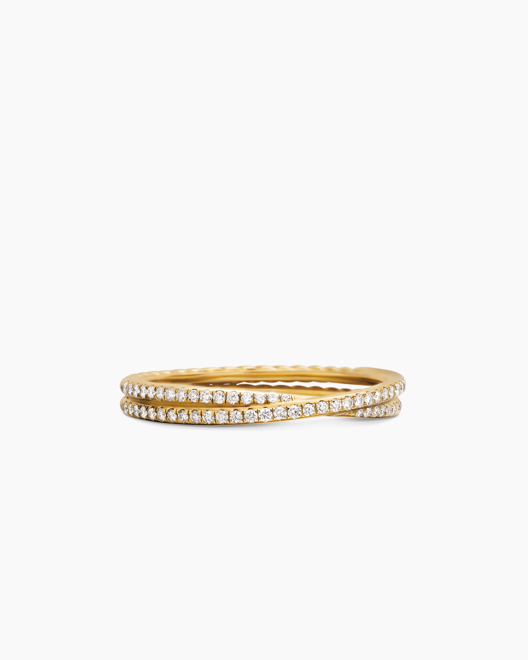 DY Crossover Micro Pavé Band Ring in 18K Yellow Gold with Pavé Diamonds, 3.14mm