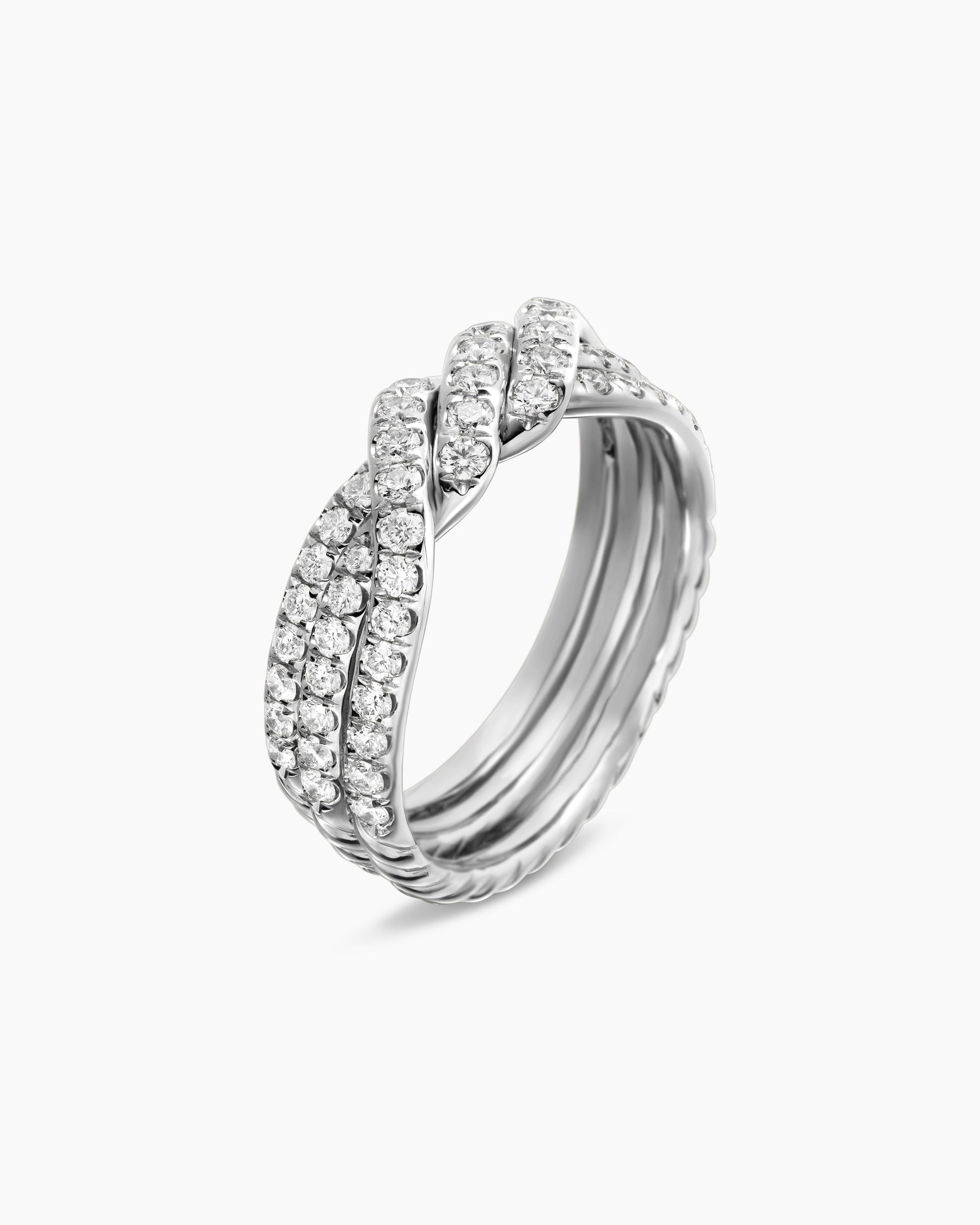 Continuance Three Row Band Ring in Platinum with Diamonds, 6mm - Image 3