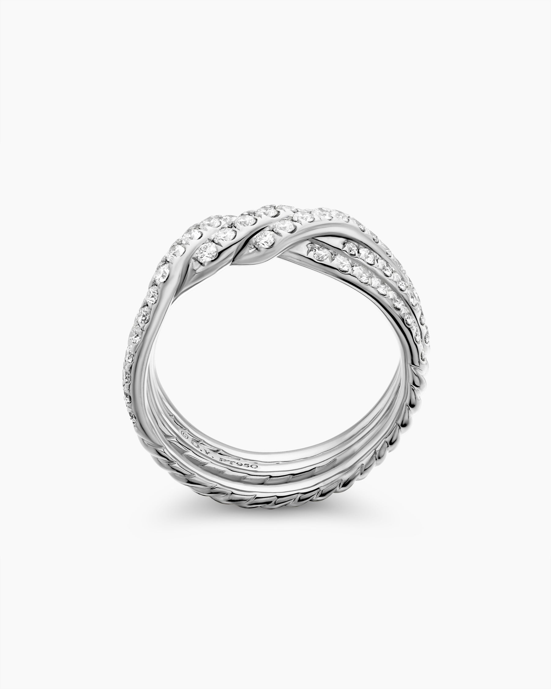 Continuance Three Row Band Ring in Platinum with Diamonds, 6mm - Image 5