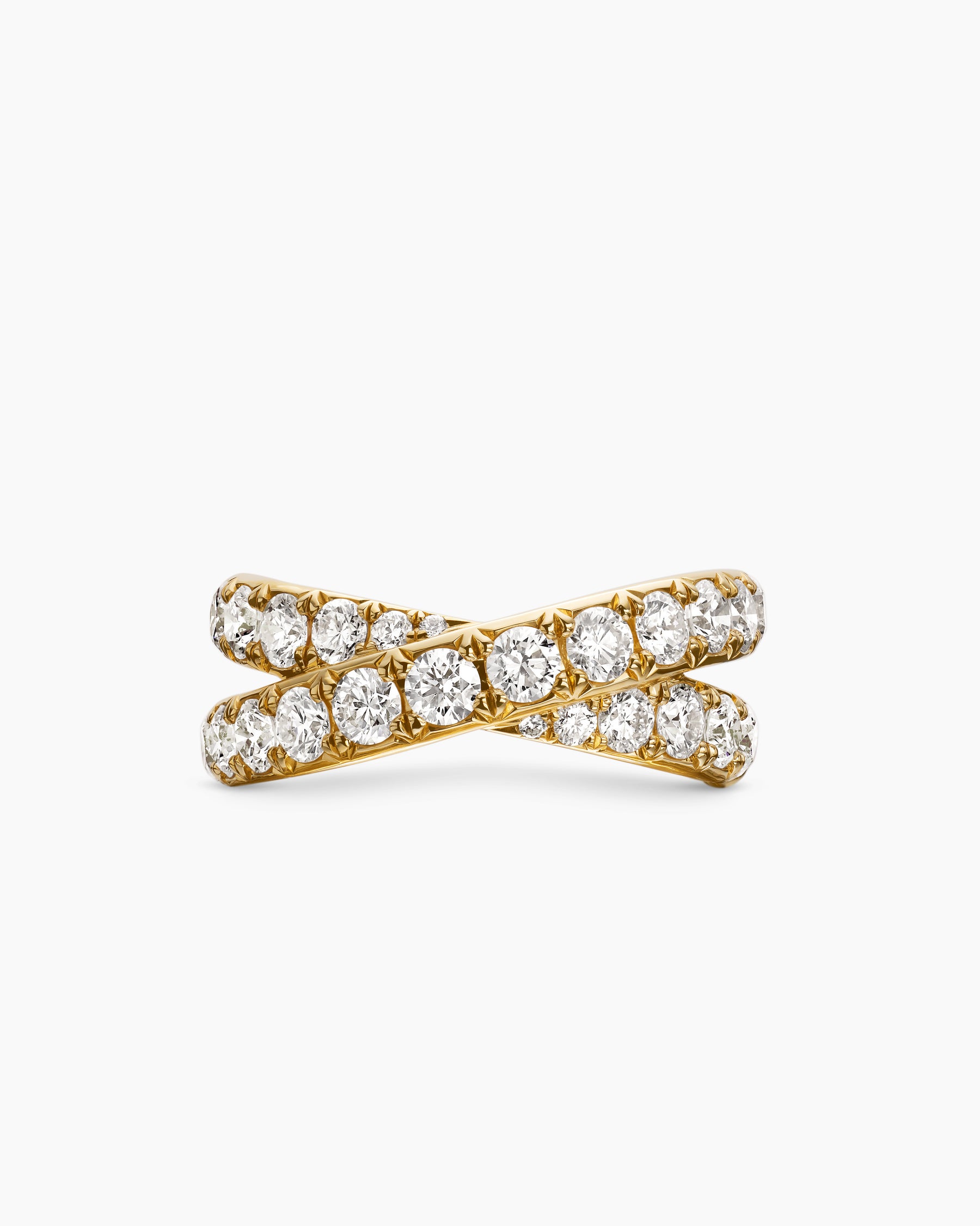 DY Crossover Band Ring in 18K Yellow Gold with Diamonds, 8mm - Image 4