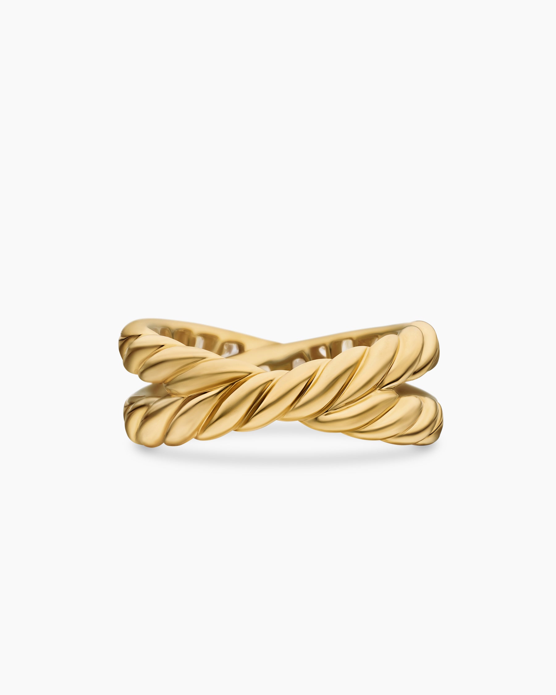 DY Crossover Band Ring in 18K Yellow Gold with Diamonds, 8mm - Image 6