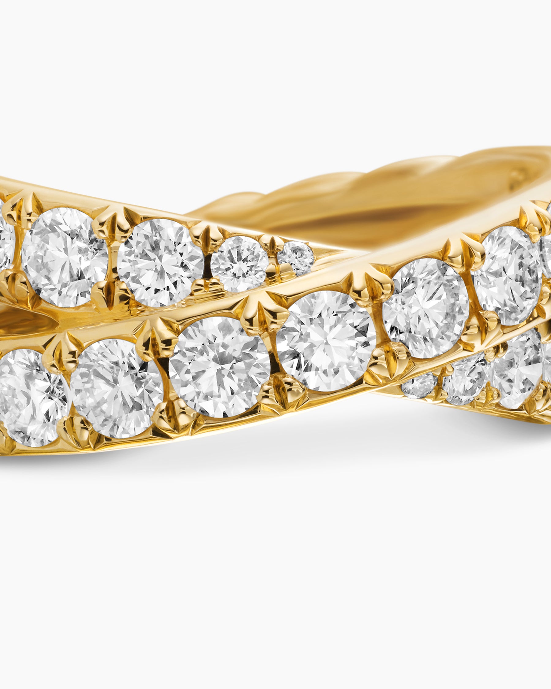 DY Crossover Band Ring in 18K Yellow Gold with Diamonds, 8mm - Image 7