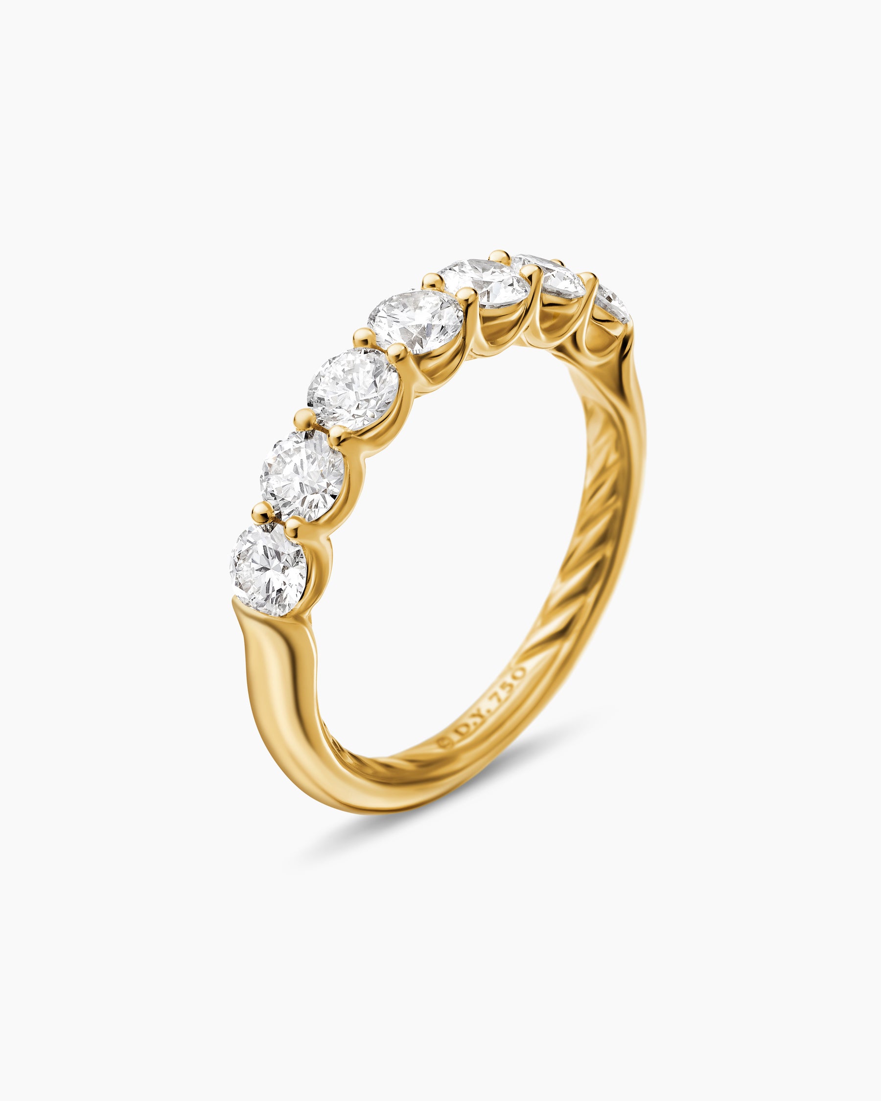 DY Eden Partway Band Ring in 18K Yellow Gold with Diamonds, 3.4mm - Image 3