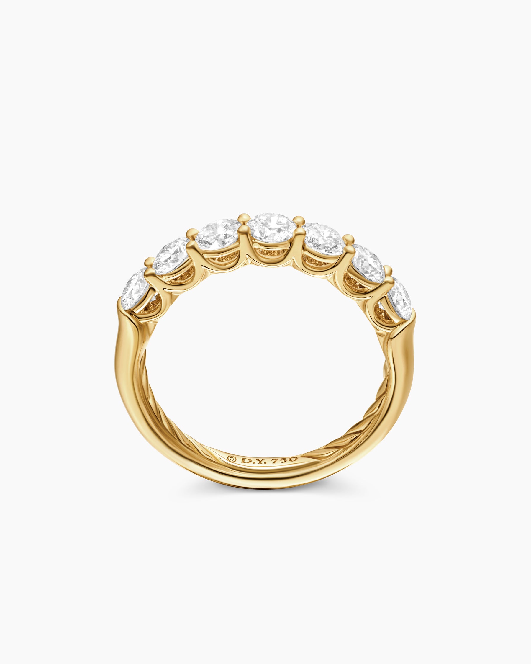 DY Eden Partway Band Ring in 18K Yellow Gold with Diamonds, 3.4mm - Image 5