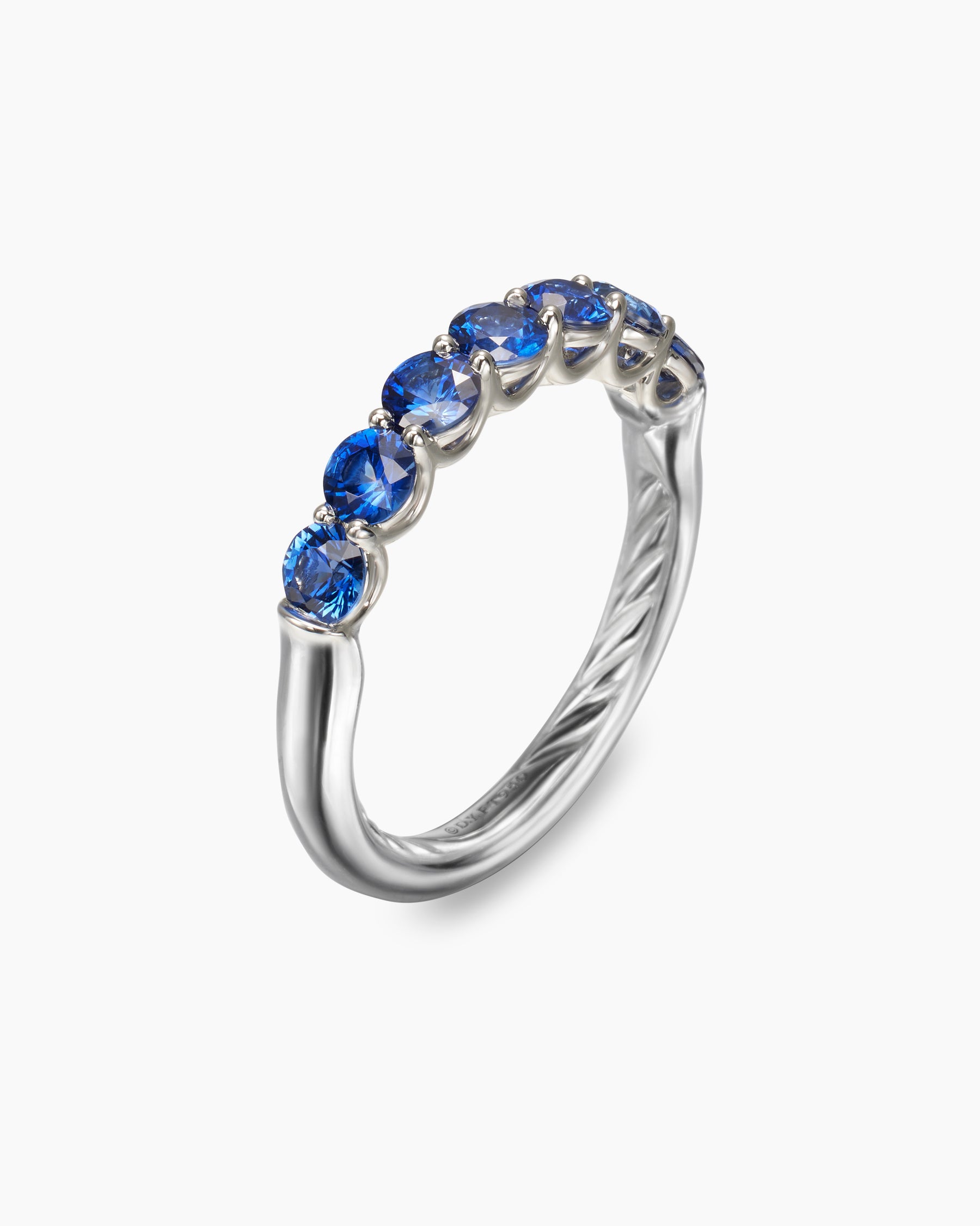 DY Eden Partway Band Ring in Platinum with Blue Sapphires, 3.4mm - Image 3