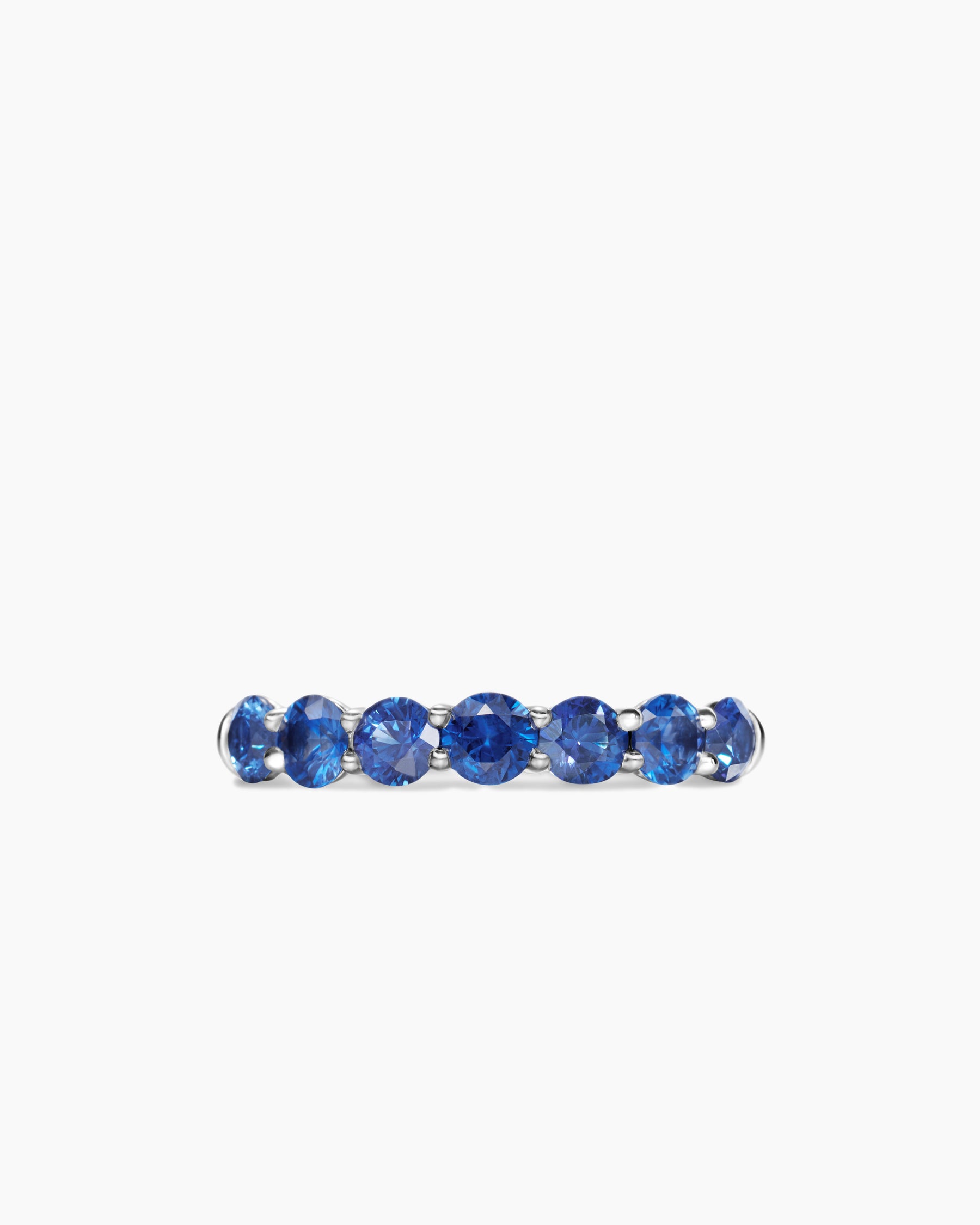 DY Eden Partway Band Ring in Platinum with Blue Sapphires, 3.4mm - Image 4