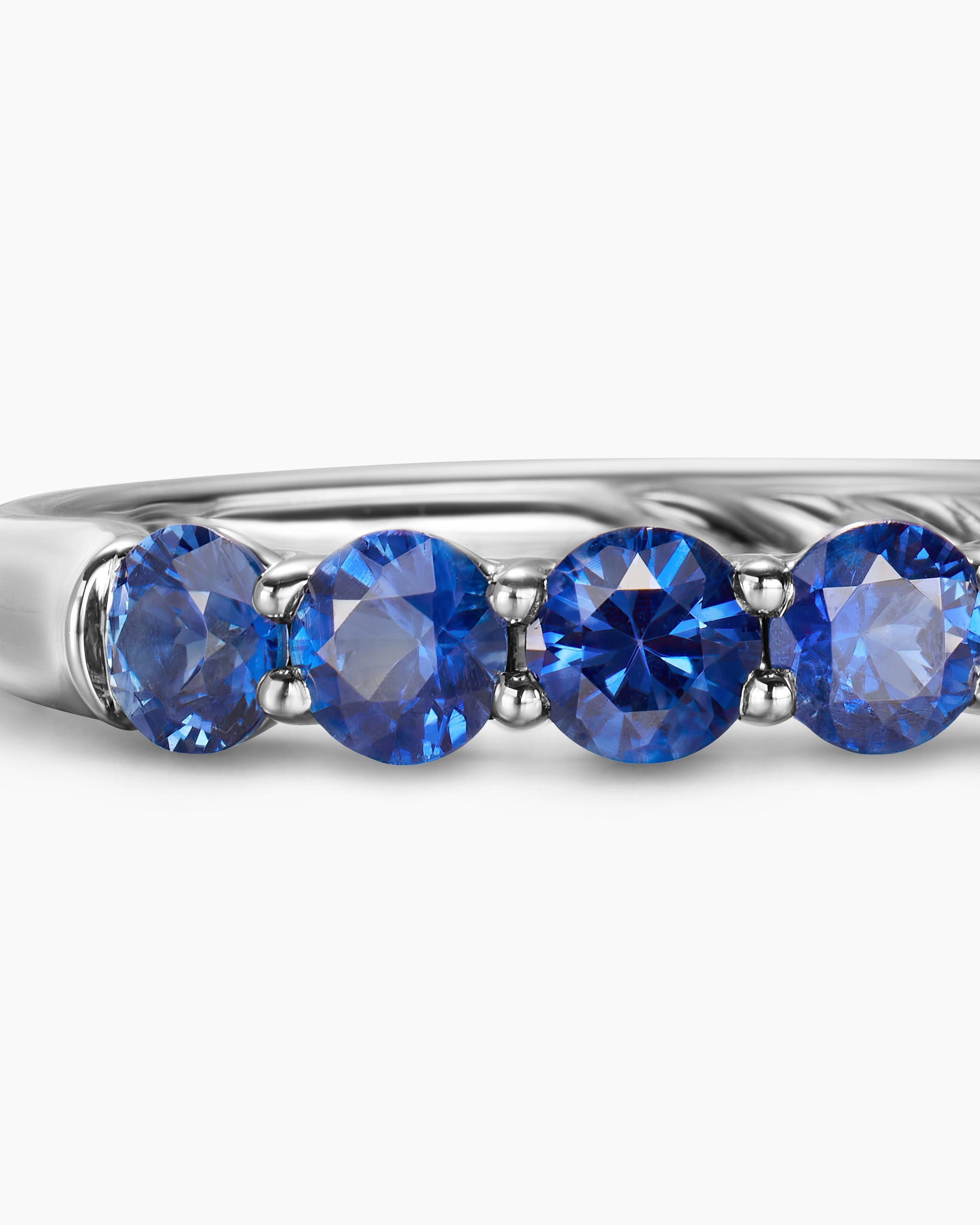 DY Eden Partway Band Ring in Platinum with Blue Sapphires, 3.4mm - Image 6