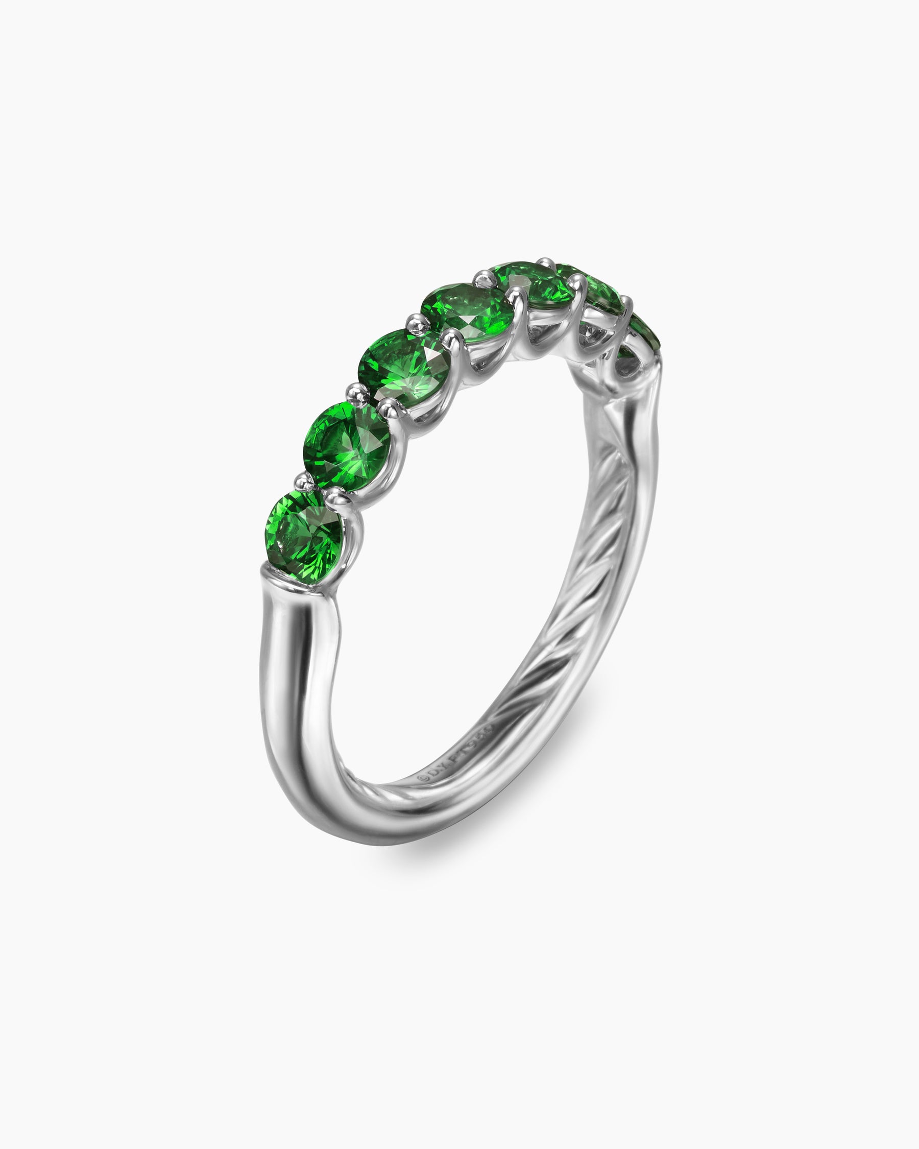 DY Eden Partway Band Ring in Platinum with Tsavorites, 3.4mm - Image 3