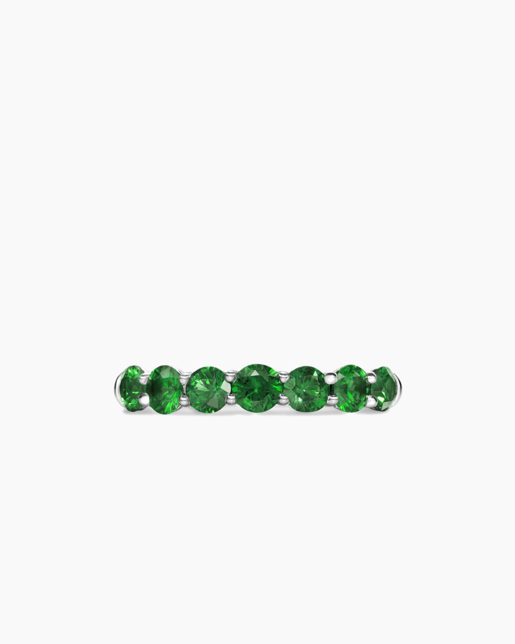 DY Eden Partway Band Ring in Platinum with Tsavorites, 3.4mm - Image 4