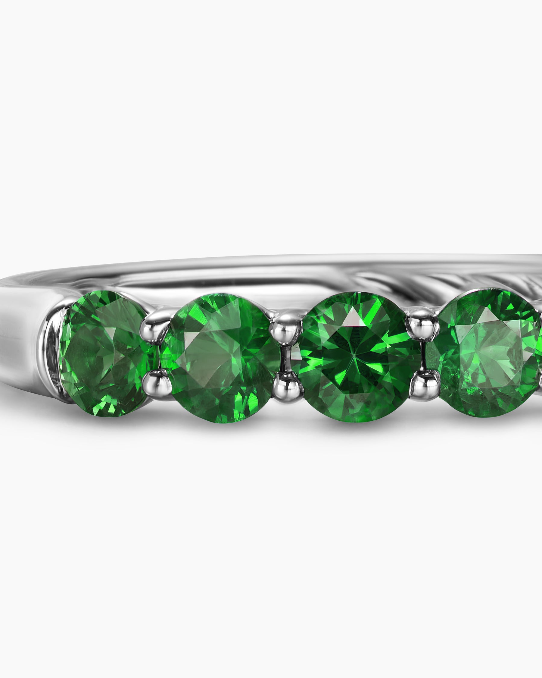 DY Eden Partway Band Ring in Platinum with Tsavorites, 3.4mm - Image 6