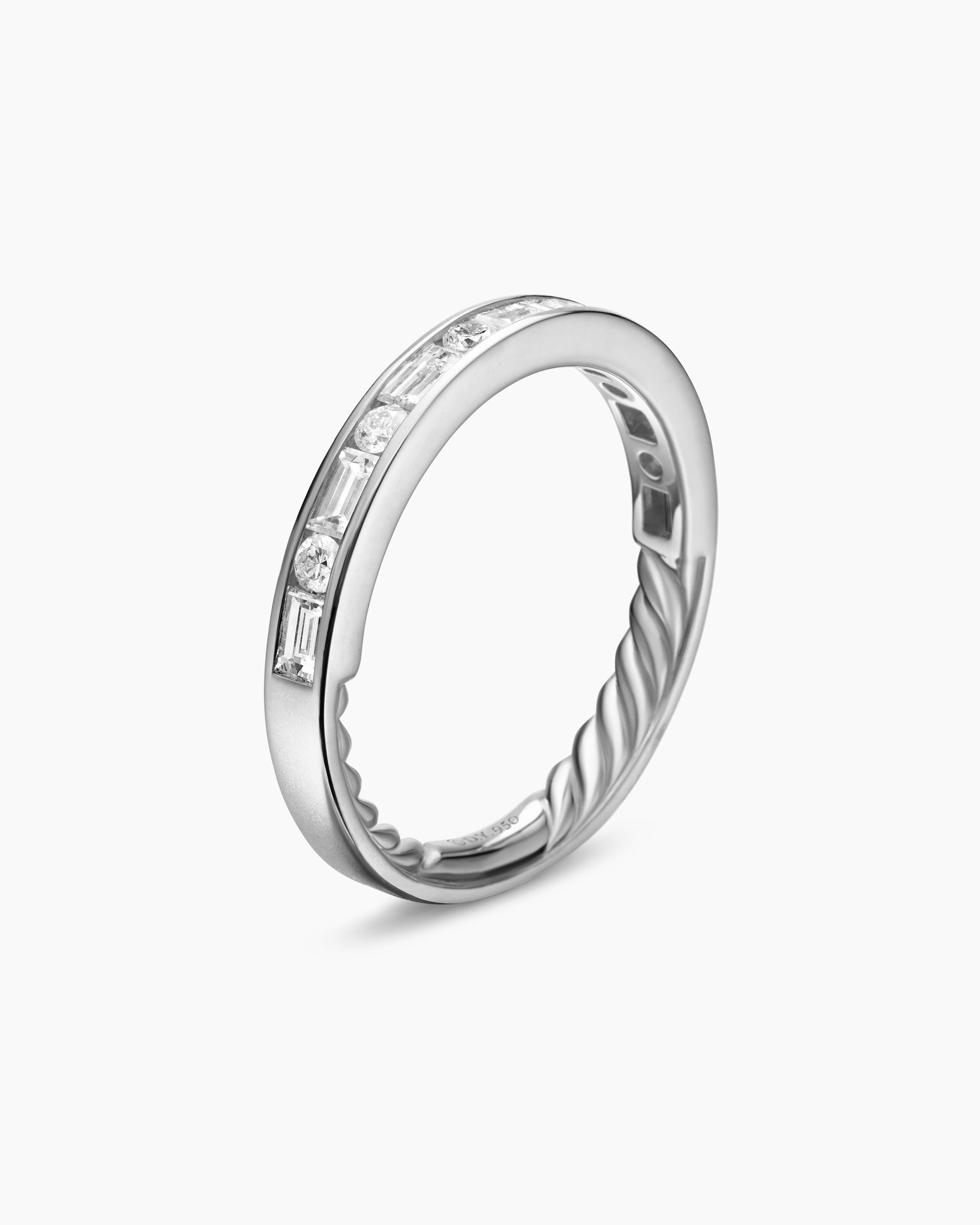 DY Eden Partway Alternating Diamond Band Ring in Platinum with Diamonds, 2.8mm - Image 3
