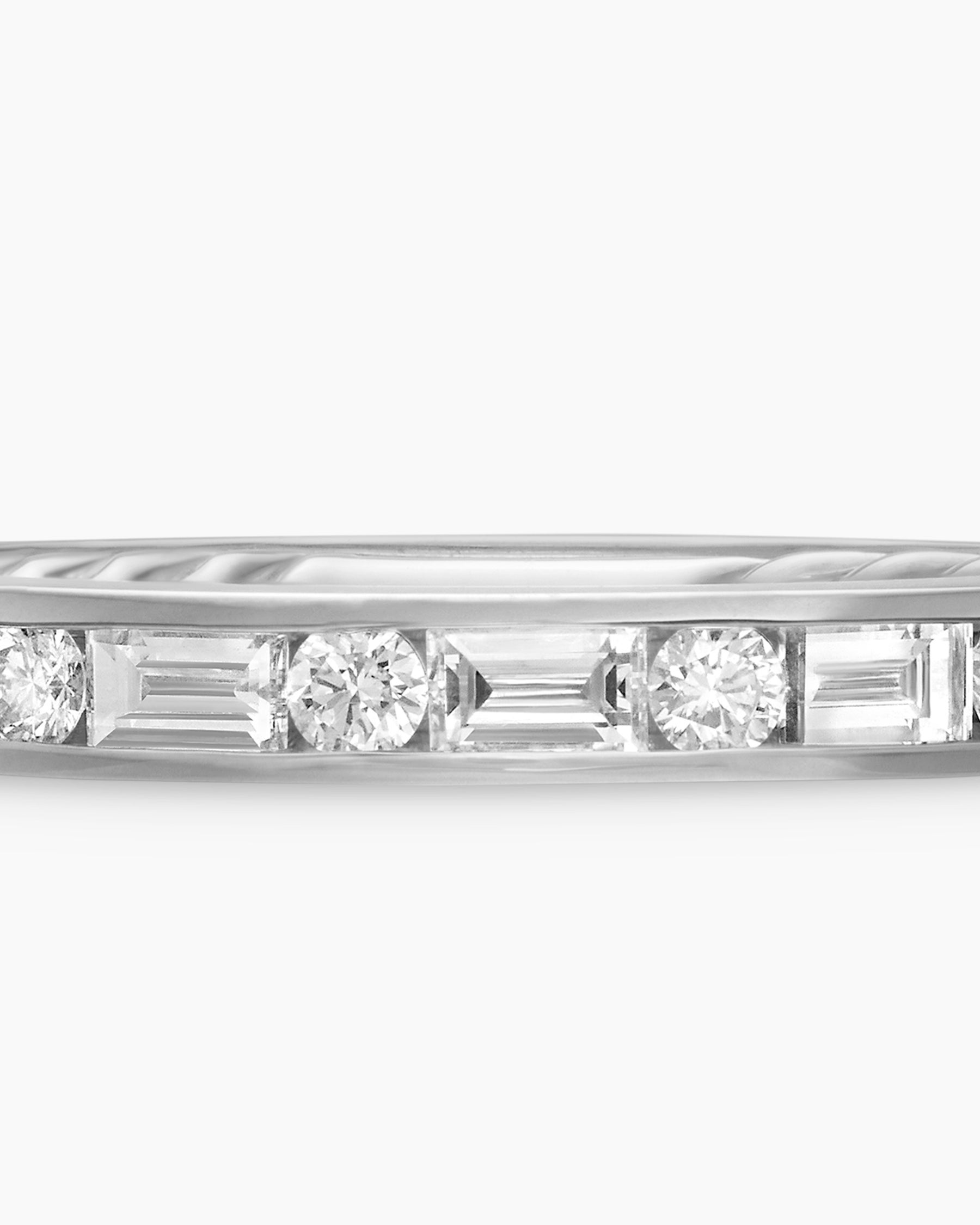 DY Eden Partway Alternating Diamond Band Ring in Platinum with Diamonds, 2.8mm - Image 7