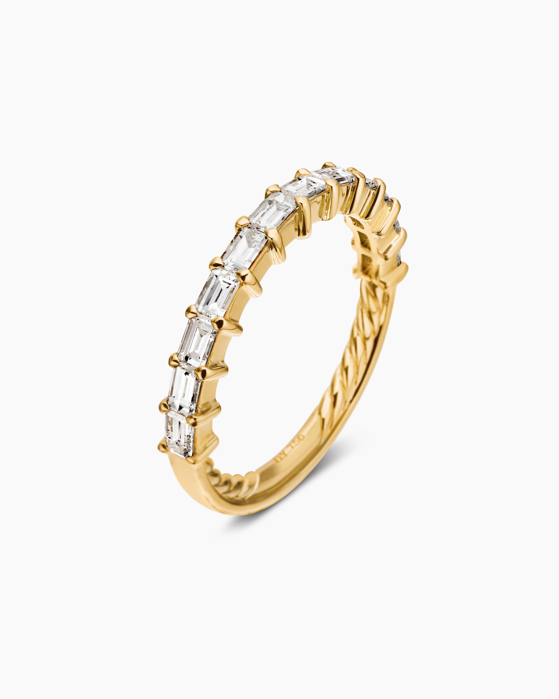 DY Eden Partway Band Ring in 18K Yellow Gold with Baguette Diamonds, 2mm - Image 3