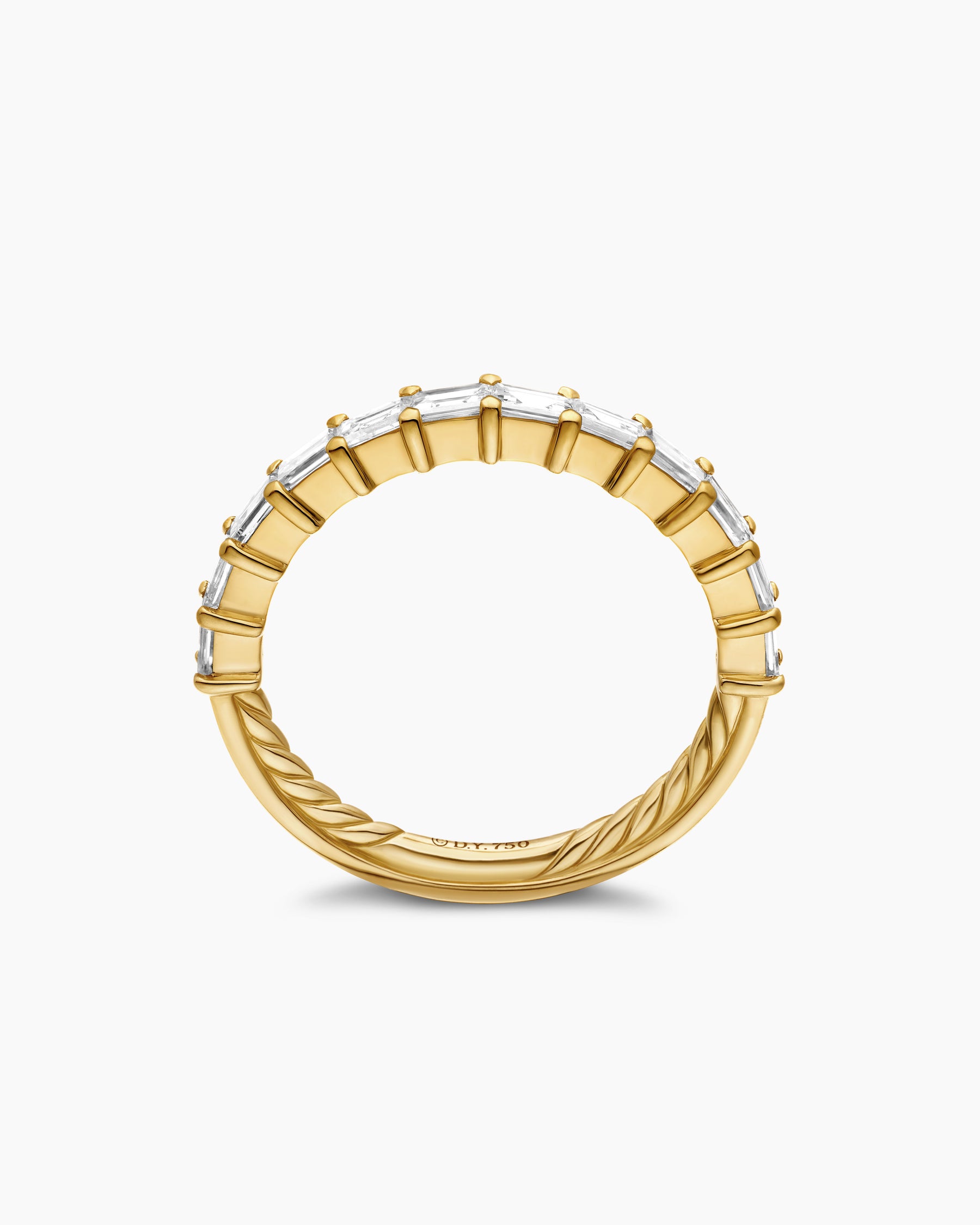 DY Eden Partway Band Ring in 18K Yellow Gold with Baguette Diamonds, 2mm - Image 5