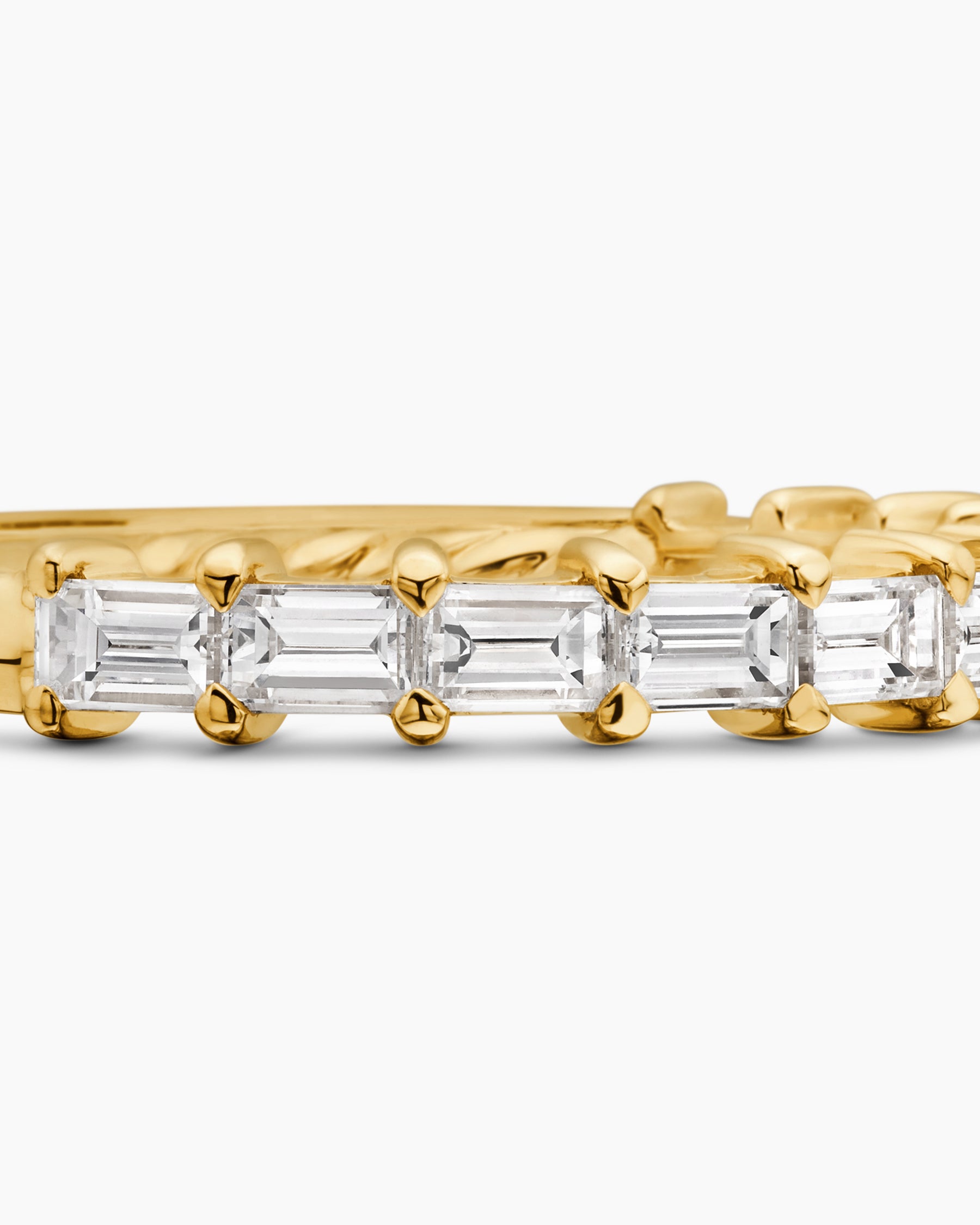 DY Eden Partway Band Ring in 18K Yellow Gold with Baguette Diamonds, 2mm - Image 7