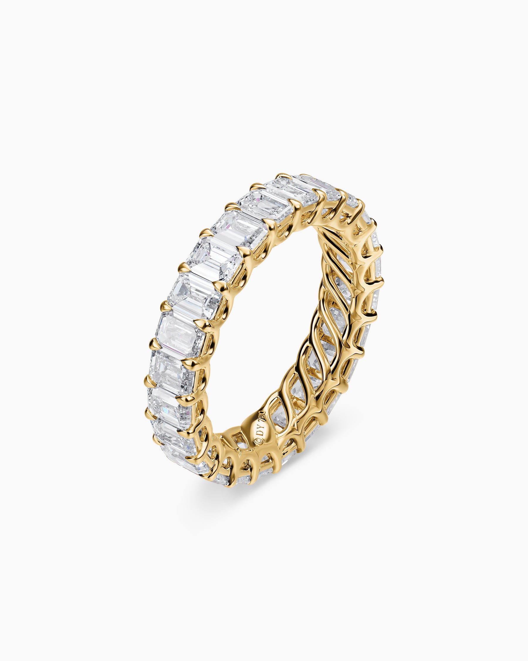 Alternative view of Emerald Cut Band Ring in 18K Yellow Gold with Diamonds, 4.2mm