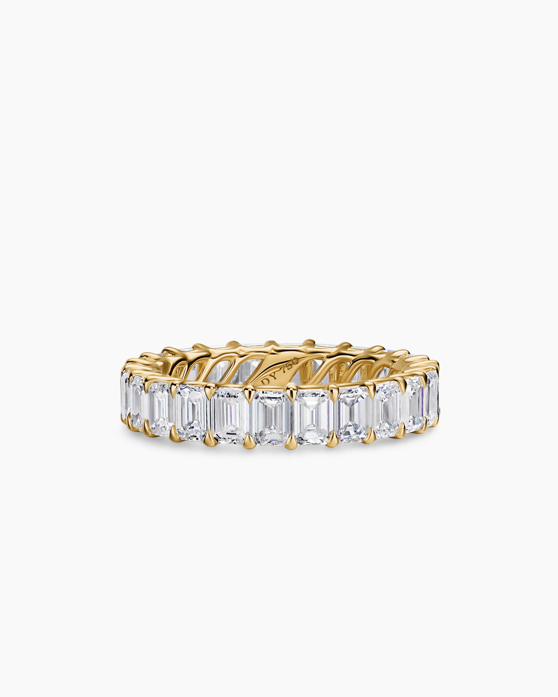 Emerald Cut Band Ring in 18K Yellow Gold with Diamonds, 4.2mm