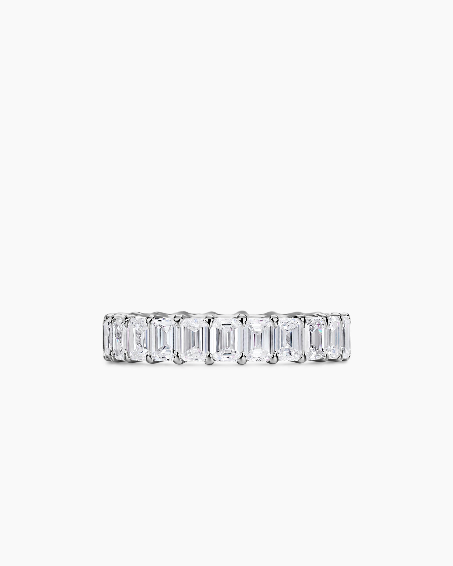 Emerald Cut Band Ring in Platinum with Diamonds, 4.2mm - Image 3