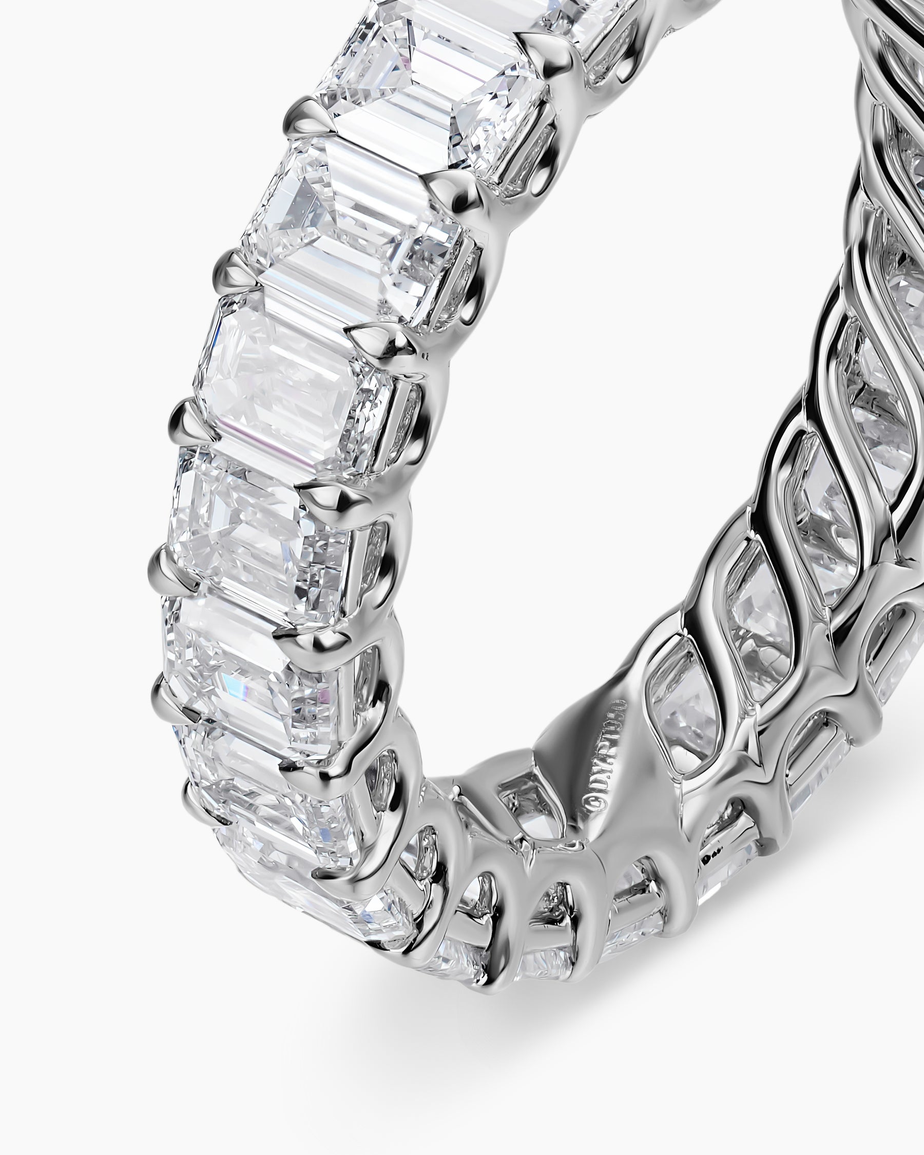 Emerald Cut Band Ring in Platinum with Diamonds, 4.2mm - Image 4