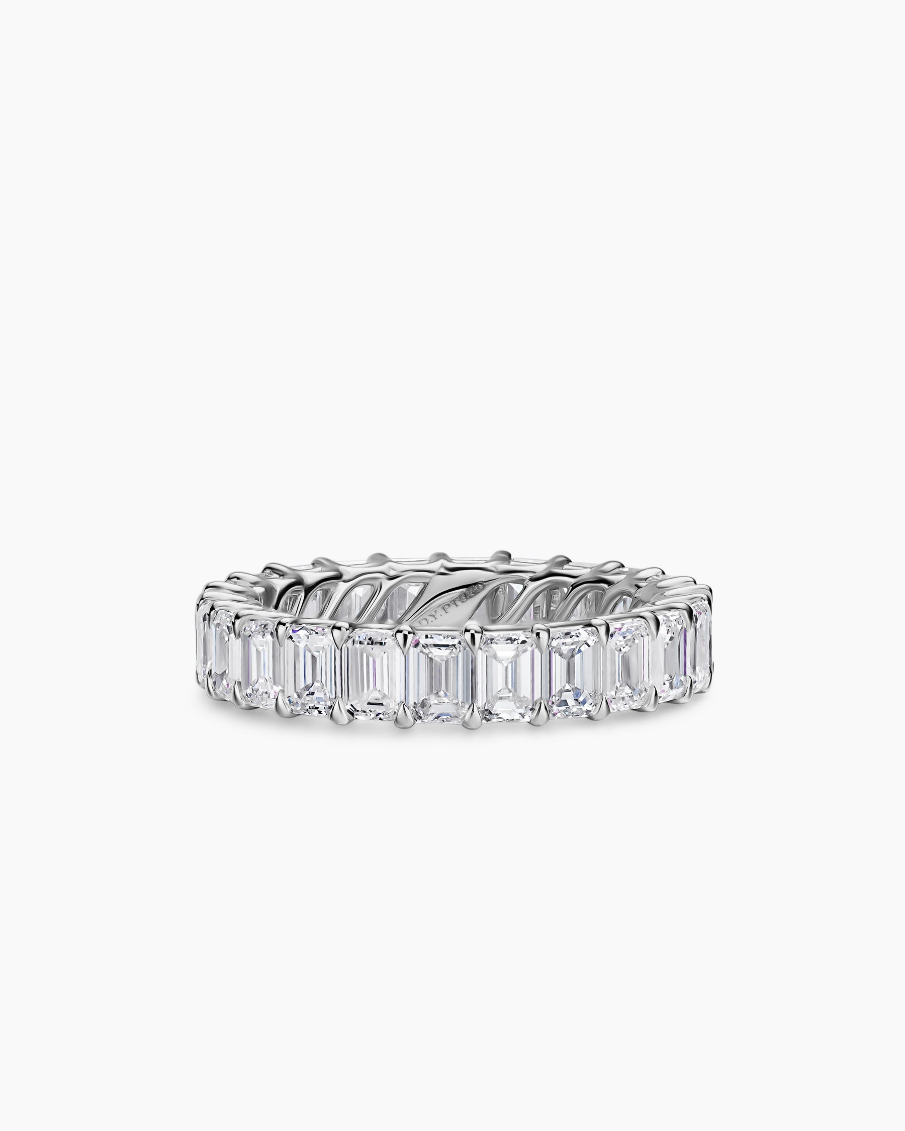 Emerald Cut Band Ring in Platinum with Diamonds, 4.2mm